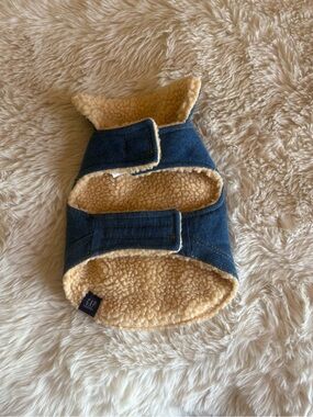 GAP Jean Jacket Blue and Tan Sherpa-Lined Dog Vest